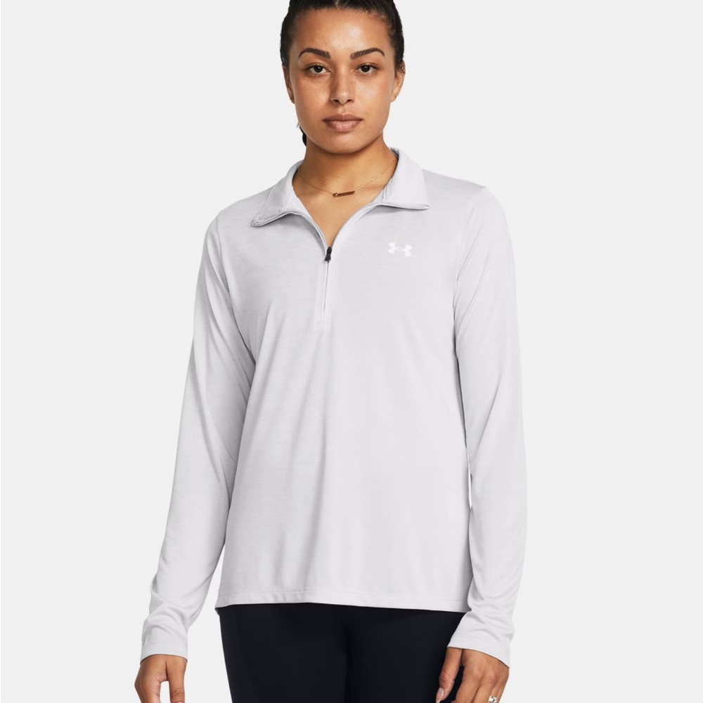 Under Armour Women's Soft Gray Quarter-Zip Long Sleeve